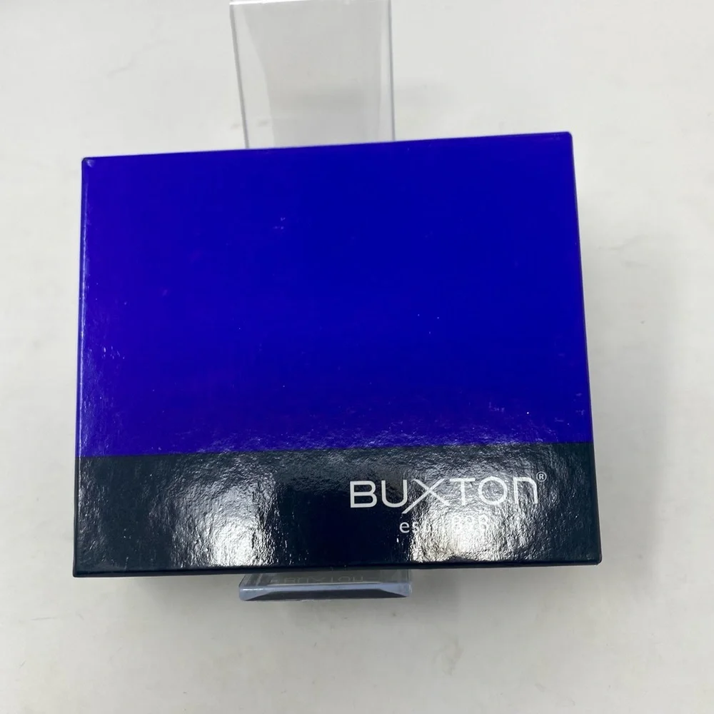NIB Buxton Bellamy Black Leather Textured Design RFID Front Pocket Flip Wallet